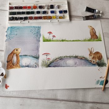 Meditation Hares - Original Artwork