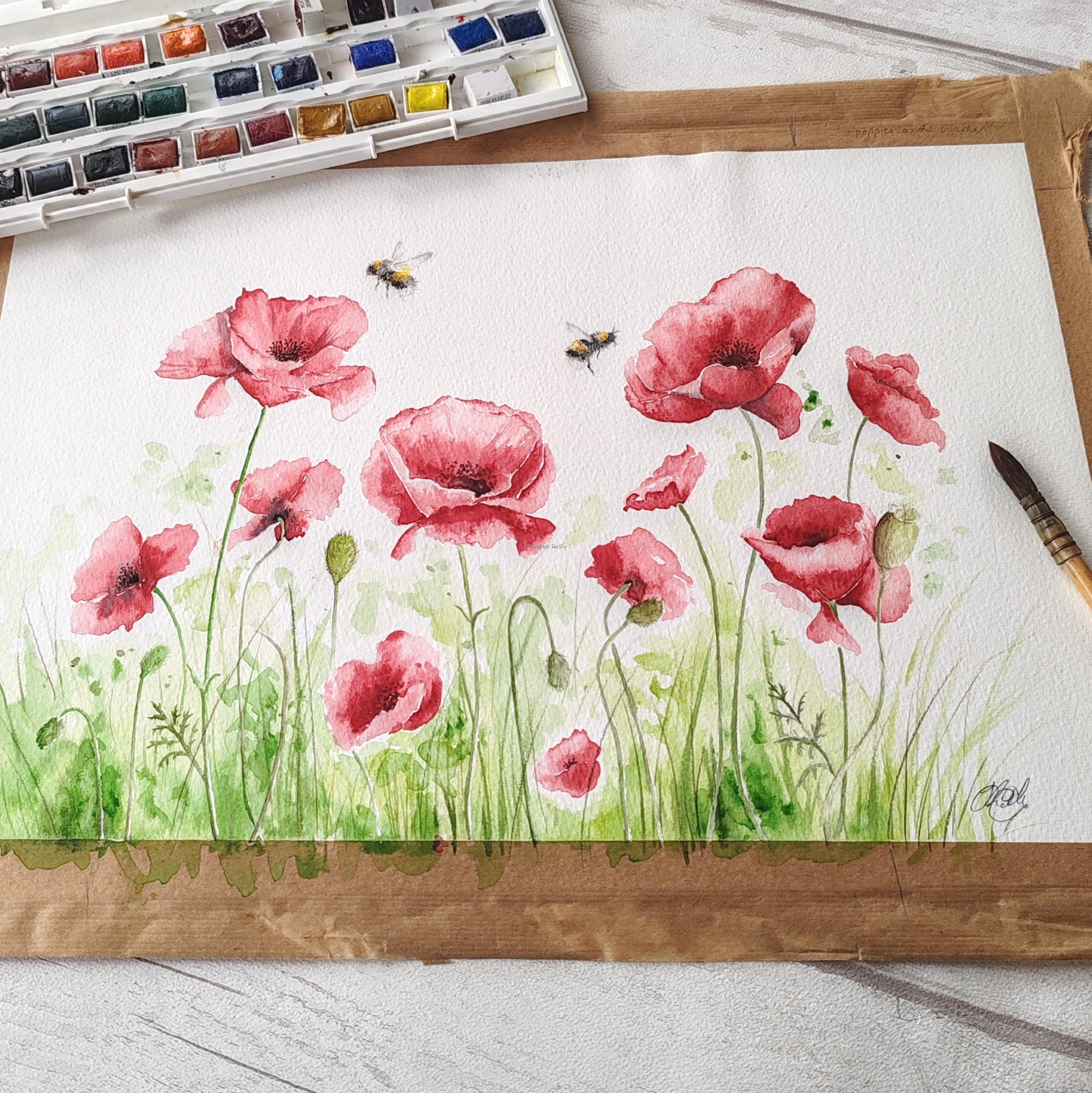 Poppies & Bumbles - Original Artwork