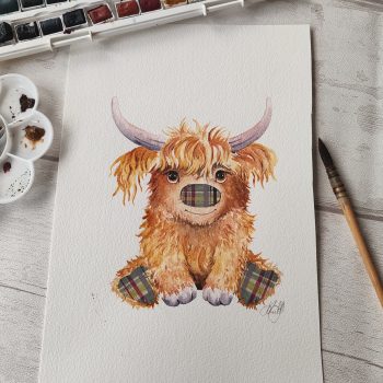 Baby Highland Cow - Original Artwork