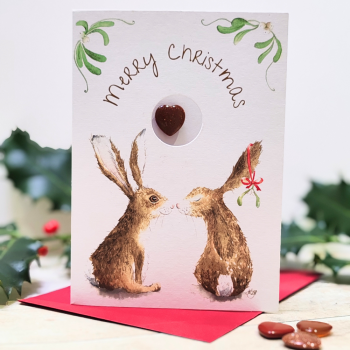 Christmas Kiss - "Goldstone" Crystal Card