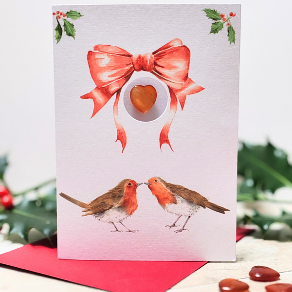 Christmas Robins - "Red Agate" Crystal Card - Image 3