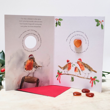 Christmas Robins - "Red Agate" Crystal Card