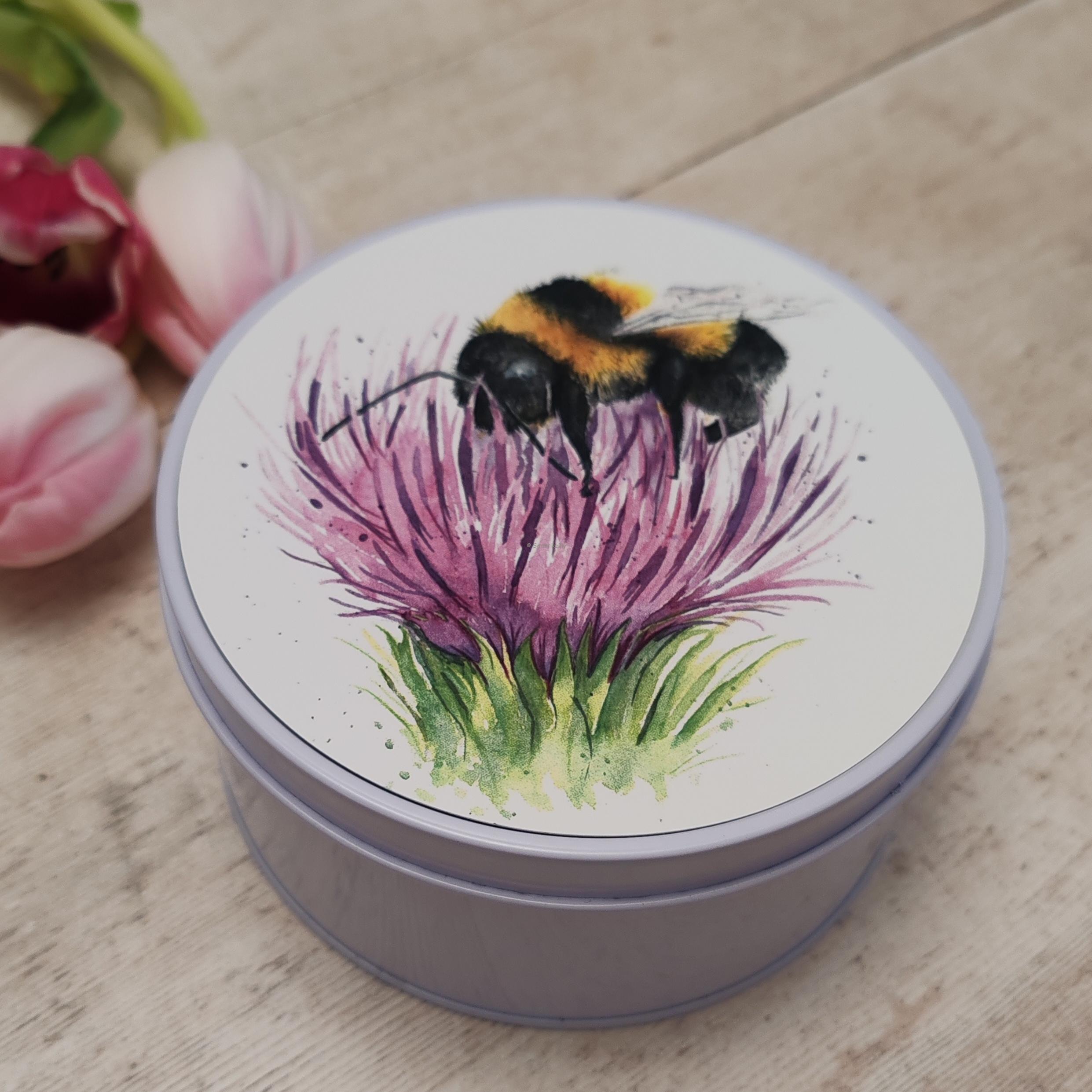 "Thistle & Bee" Small Round Keepsake Tin