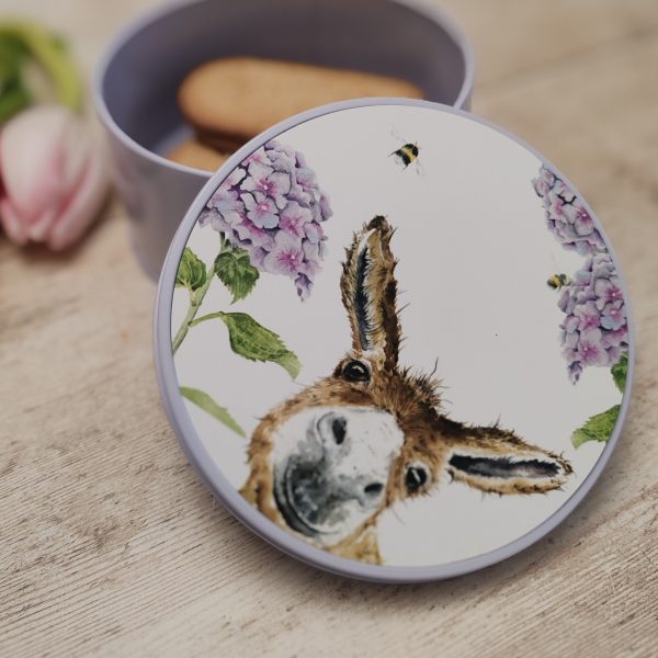 "Donkey & Hydrangea" Small Round Keepsake Tin