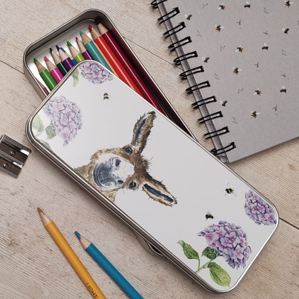 "Donkey & Hydrangeas" Pencil Tin
