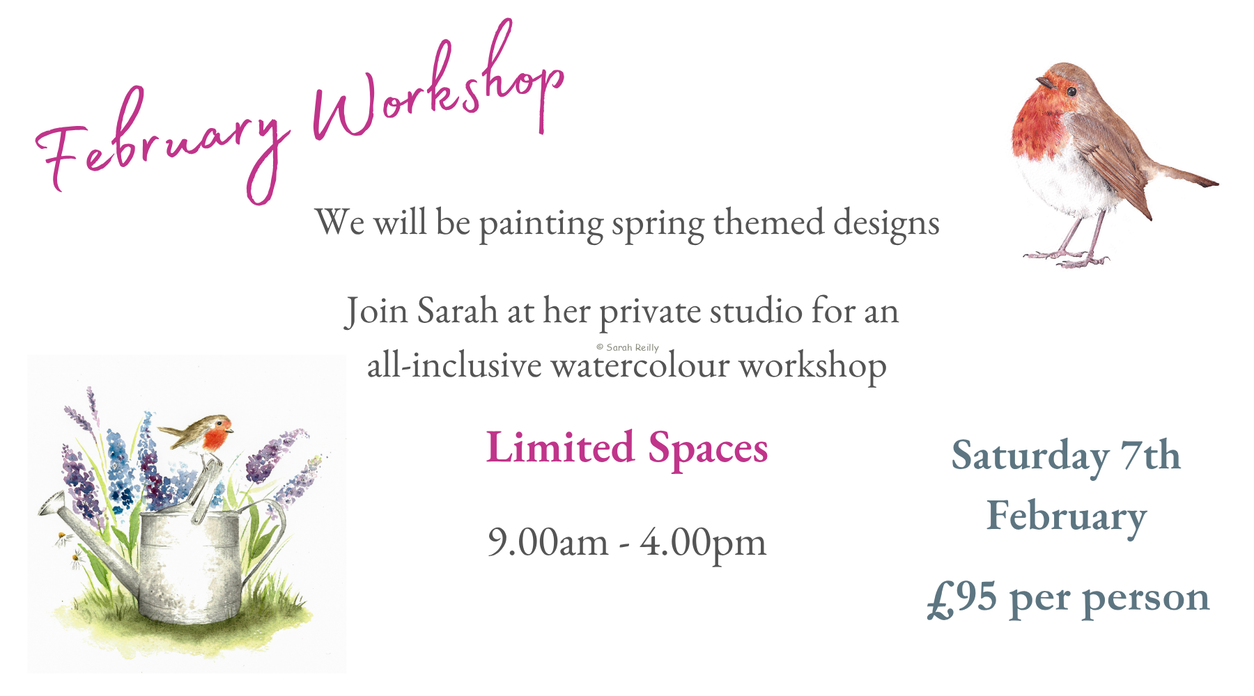 Watercolour Workshop at Sarah Reilly's Private Studio 7th February 2026