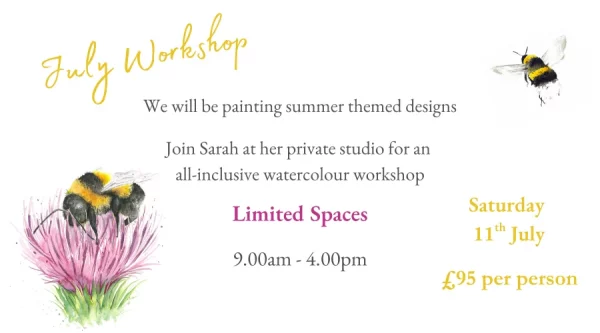Watercolour Workshop at Sarah Reilly's Private Studio 11th July 2026