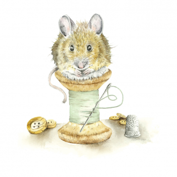 "Sewing Mice" Small Round Keepsake Tin