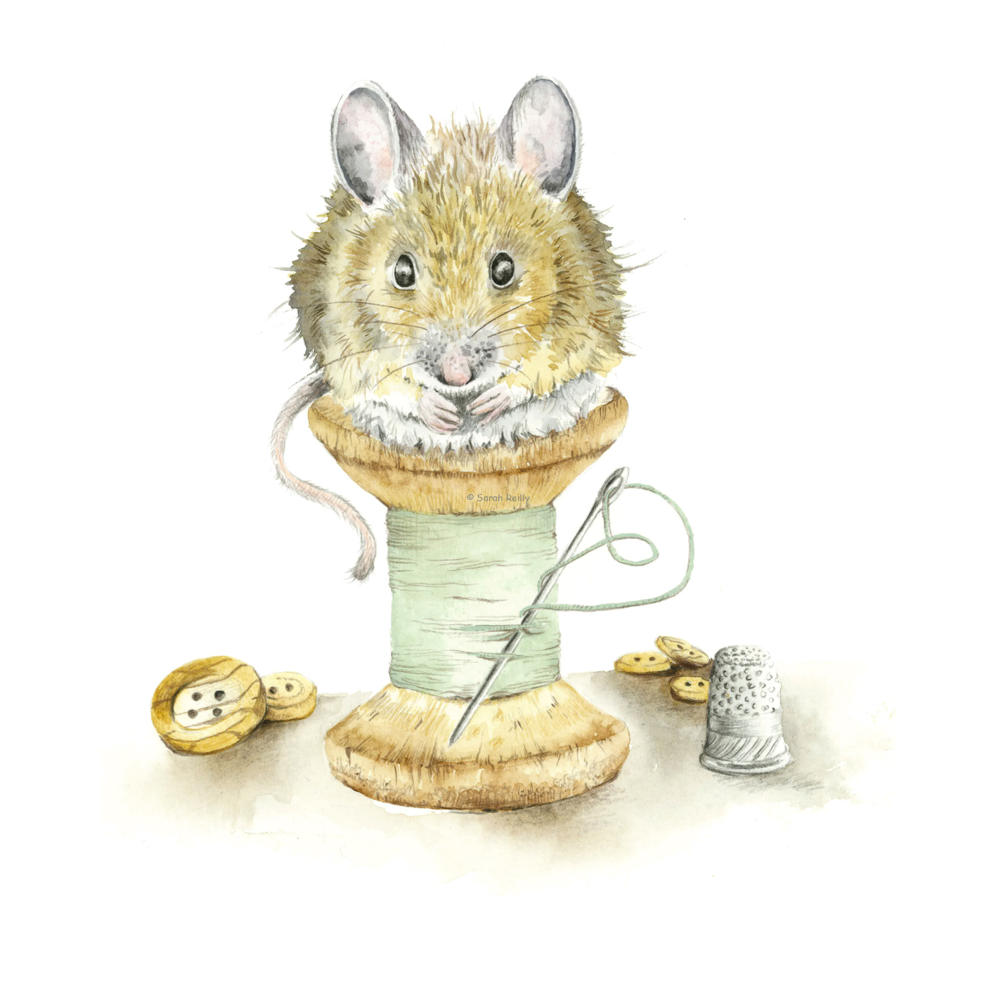 "Sewing Mice" Small Round Keepsake Tin