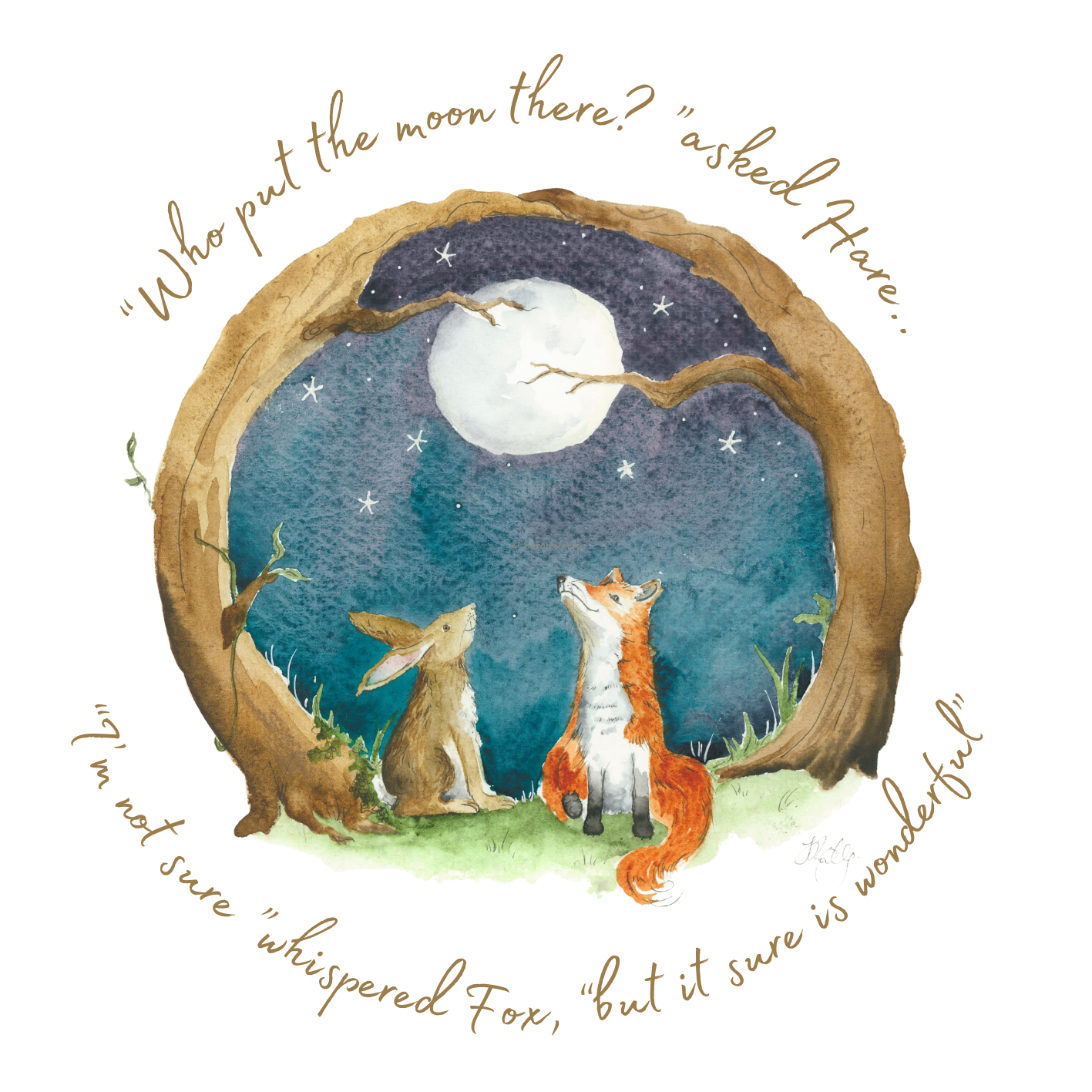 "fox and hare" Small Round Keepsake Tin