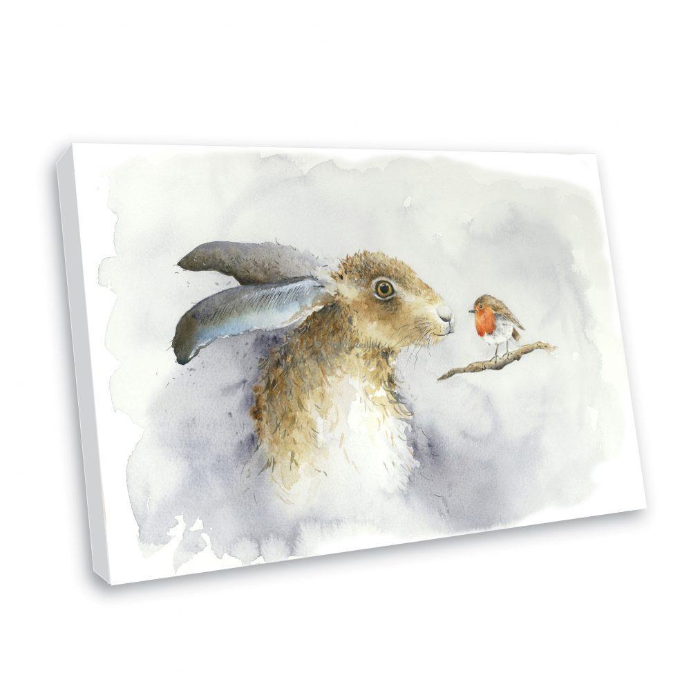 The Hare and the Robin Canvas Print