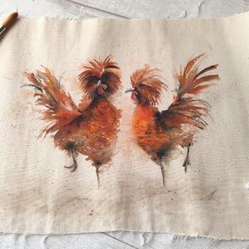 Frizzle Chickens - Original Watercolour Artwork by Sarah Reilly