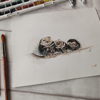 Sleepy little owls - Original Artwork
