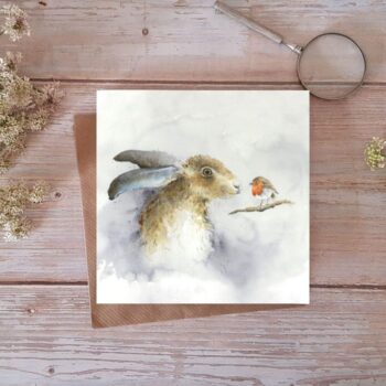 The Hare and the Robin Greeting Card