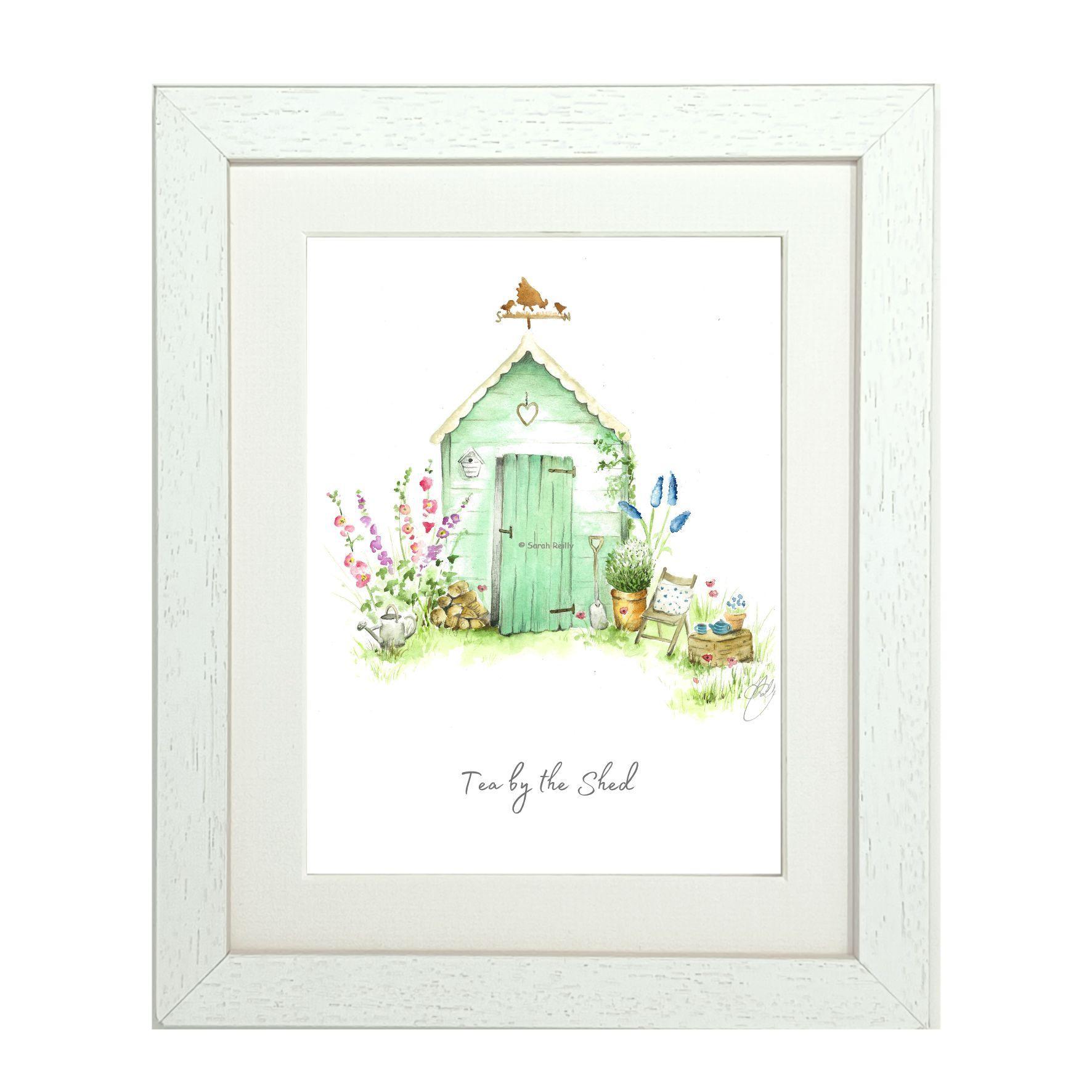 Tea by the Shed Framed Print (Portrait)