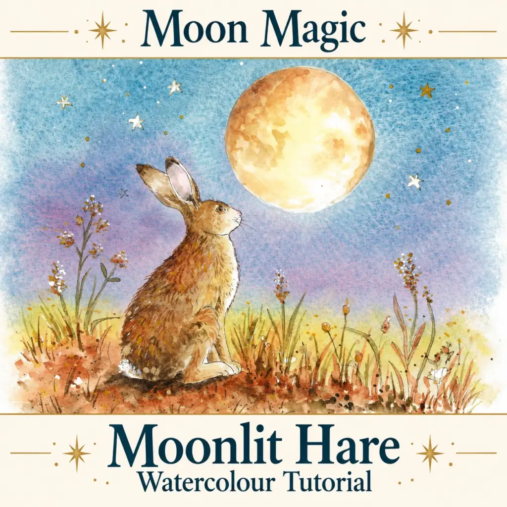Moonlit hare watercolour tutorial-1